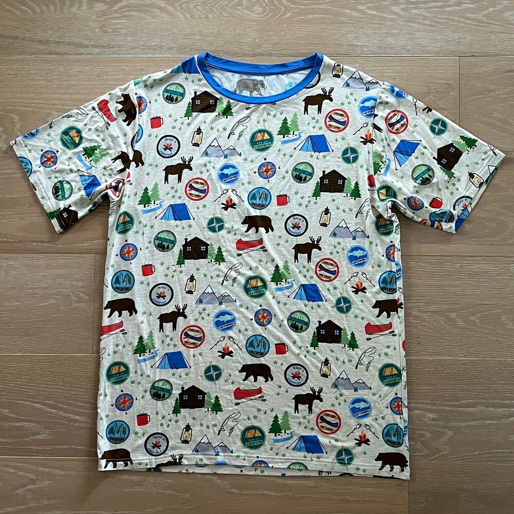 Little Sleepies Men's Camping Outdoors Pajama Short Sleeve Top Large Bamboo